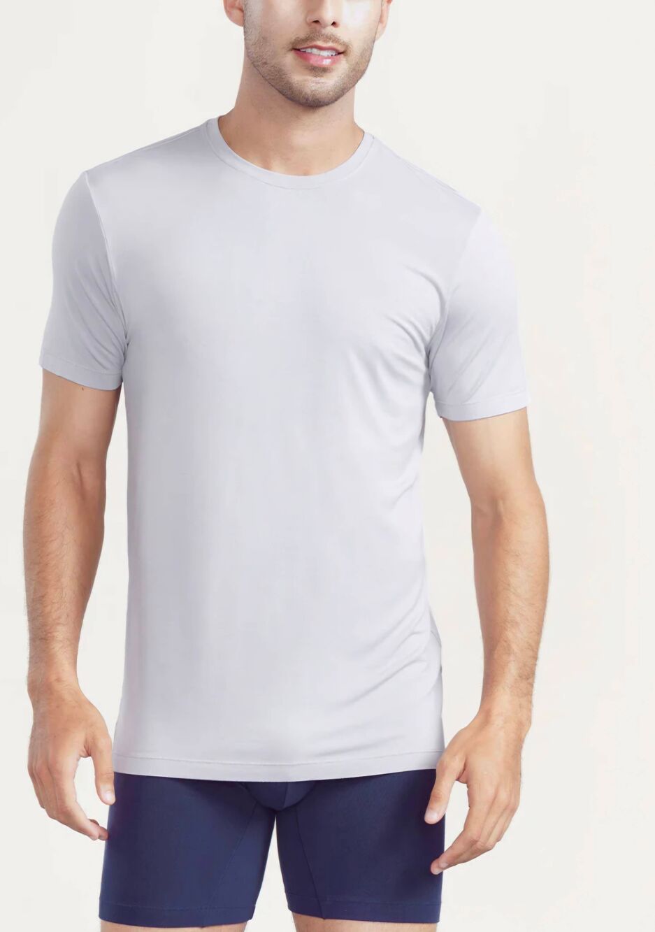 David Archy White Bamboo Blend Basic Tee XXL Minimalist Neutral Everyday Natural